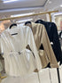 Satin Long Sleeves V-Neck Waist Tie Tops
